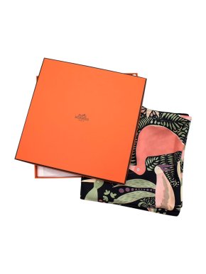 Hermes Jeff Fisher Bird Printed Silk Scarf 90
