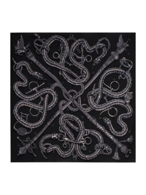 Hermes Caducee Rock Cashmere & Silk Scarf 100
