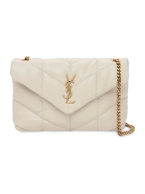 Saint Laurent Mini Puffer Loulou Cream Leather Shoulder Bag