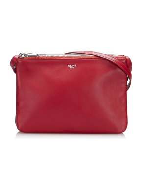 Celine Red Leather Small Trio Crossbody