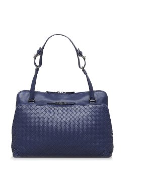 Bottega Veneta Blue Nappa Intrecciato Shoulder Bag
