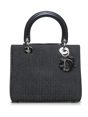 Studded Cannage Denim Medium Lady Dior Bag