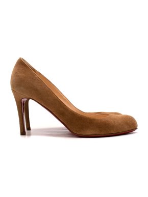 Christian Louboutin Simple 85 Brown Suede Round Toe Pumps