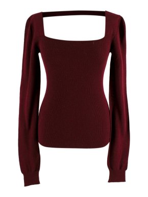 Chalayan Open Back Red Ribbed Knit Top