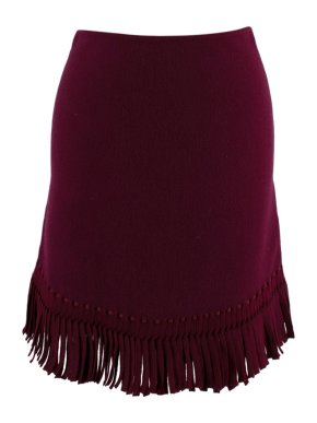 Alaia Burgundy Fringe Trimmed Mini Skirt 1