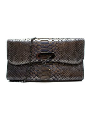 Christian Louboutin Silver Python Riviera Shoulder Bag