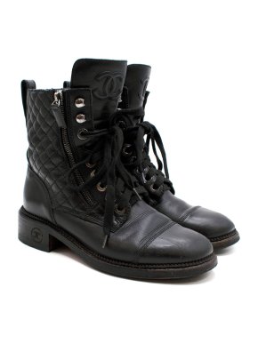 Chanel Quilted Zip-up Biker Boots