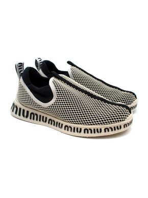 Miu Miu Logo Printed Mesh Slip On Trainers