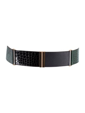 Hermes Green Tonal Porosus Crocodile & Leather Rare Panelled Belt