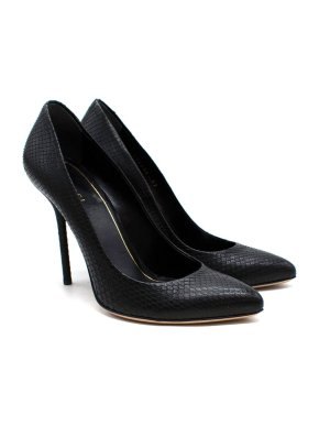 Gucci Black Snakeskin Point Toe Pumps
