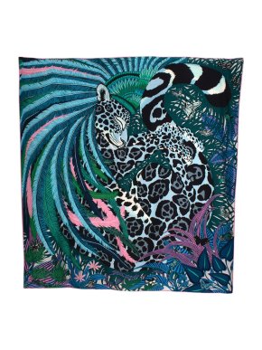 Hermes Jaguar Quetzal Silk Scarf 90