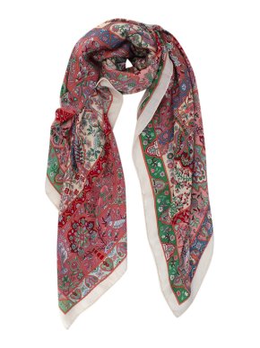 Hermes Au Pays des Oiseaux Fleurs Cashmere & Silk Scarf 140