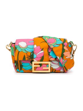 Fendi Floral Floral Printed Convertible Baguette Bag