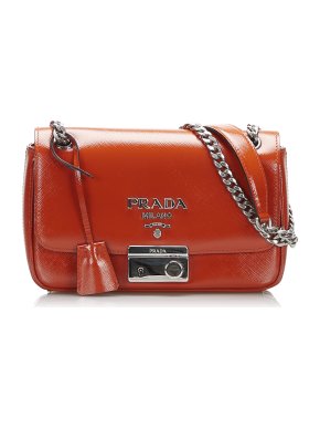 Prada Saffiano Vernice Sound Lock Crossbody Bag