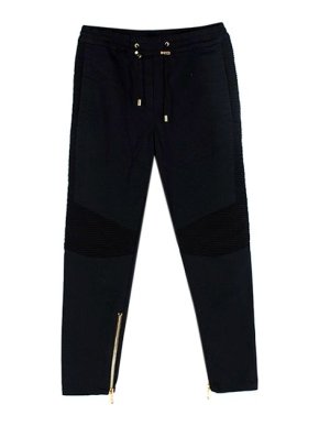 Balmain Black Biker Zip Cuff Joggers