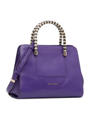 Bvlgari Serpenti Scaglie Convertible Purple Leather Tote