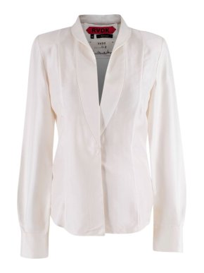 Ronald Van Der Kemp Cream Herringbone Silk Blouse