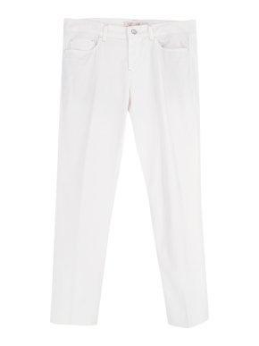 Loro Piana White Cotton Blend Tailored Trousers