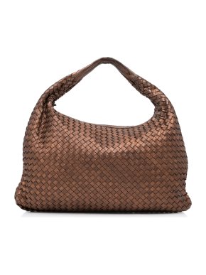 Bottega Veneta Bronze Metallic Nappa Intrecciato Hobo Bag