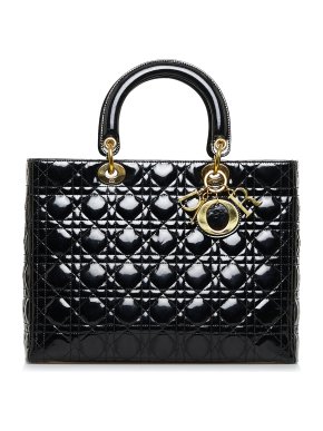 Patent Cannage Large Lady Dior Top Handle Bag