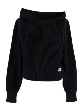 Alexander Wang Black Ribbed Knit Utility Hoodie