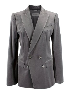 Sportmax Grey Velvet Double Breasted Blazer