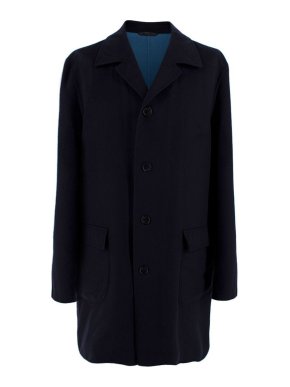 Loro Piana Navy Cashmere Single Breasted Coat