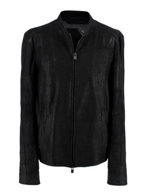 DROMe Black Coated Leather Biker Jacket