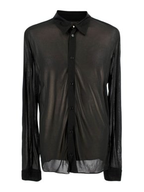 Versace Scott Fit Black Sheer Shirt