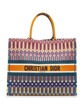 Dior Large Multicolor Embroidered Book Tote