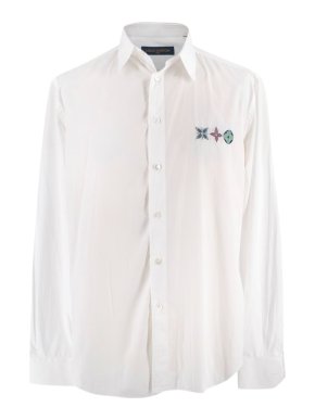 Louis Vuitton White Cotton Poplin Fleur de Monogram Embroidered Shirt