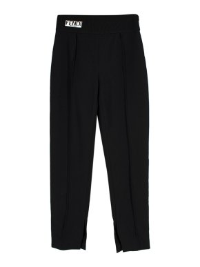 Fendi Logo Band Black Wool Blend Trousers