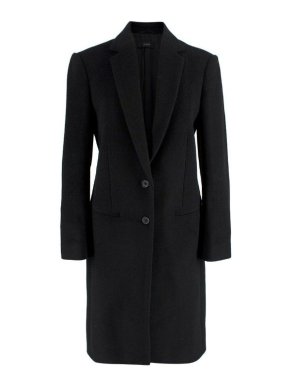 Joseph Black Wool Blend Single Breasted Tailored Coat