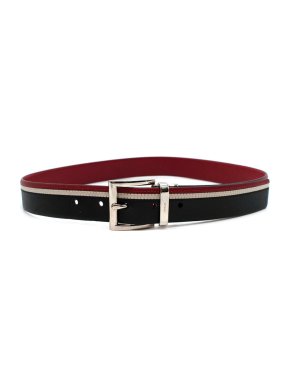 Prada Black, Cream & Red Saffiano Leather Belt