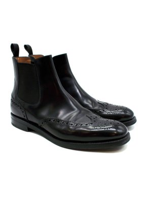 Church's Black Leather Perforated Chelsea Boots