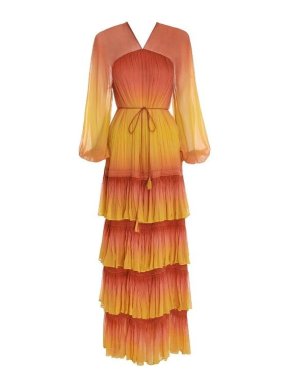 Zimmermann Orange Postcard Tiered Gown