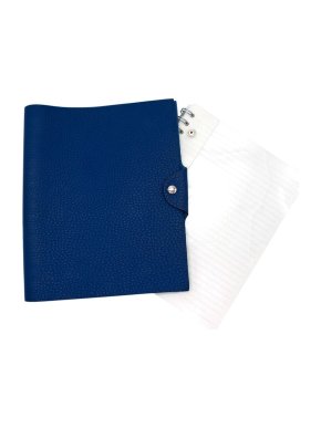 Hermes Bleu Saphir Ulysse MM Notebook Cover and Refill
