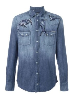 Dolce & Gabbana Gold Fit Embroidered Denim Western Shirt