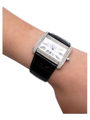 Cartier Tank Divan White Gold and Diamond Set Rectangular Wristwatch