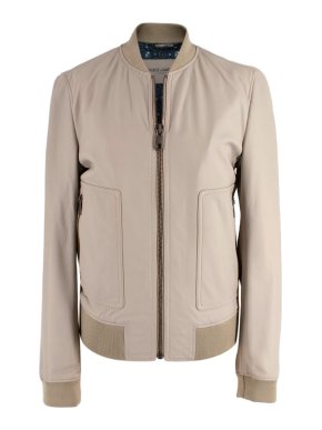 Dolce & Gabbana Grey Leather Bomber Jacket