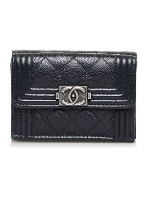 Chanel Caviar Quilted Boy Trifold Wallet