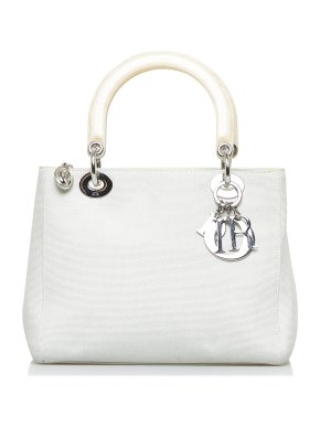 White Canvas Medium Lady Dior Bag