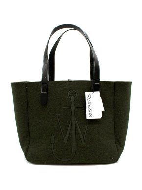 JW Anderson Embroidered Dark Olive Belt Tote Bag