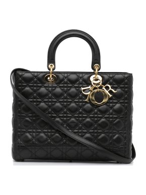 Lambskin Cannage Large Lady Dior Bag
