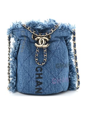 Chanel Denim Quilted Mood Mini Bucket Chain Bag