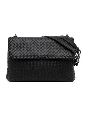 Bottega Veneta Black Nappa Intrecciato Olimpia Shoulder Bag