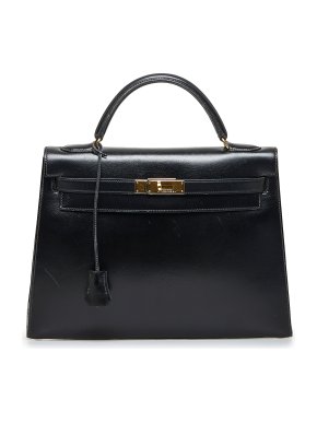 Hermes Black Box Leather Kelly Sellier 32 GHW