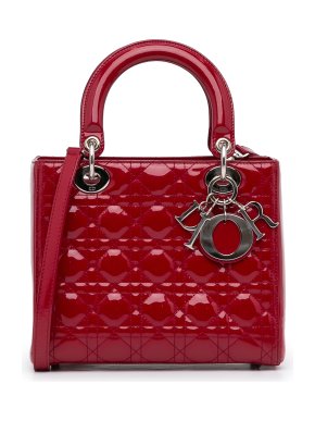 Patent Cannage Medium Lady Dior Top Handle Bag
