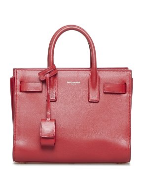 Saint Laurent Red Leather Nano Sac de Jour Tote Bag