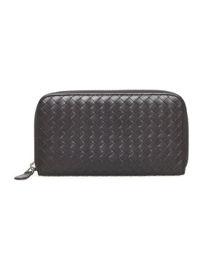 Bottega Veneta Brown Nappa Intrecciato Zip Around Wallet